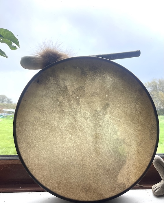 Ascension Drum of Silver Light, 16" Deer Drum, Medicine drum, Willow, Ash and Hazel, Super Full moon drum, Light Worker, Ascension, Moon, Illuminating Moon Drum