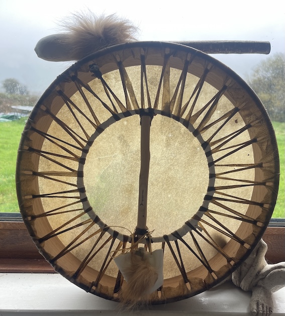 Ascension Drum of Silver Light, 16" Deer Drum, Medicine drum, Willow, Ash and Hazel, Super Full moon drum, Light Worker, Ascension, Moon, Illuminating Moon Drum - Image 2