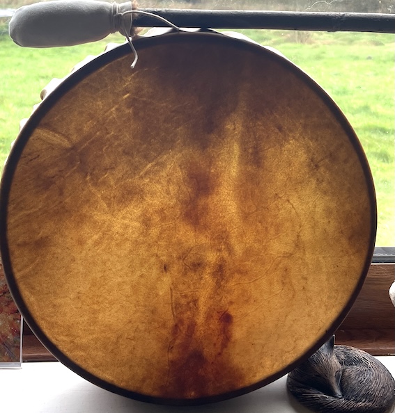 14" Spirit Horse Drum, The Pathfinder Drum, Horse & Oak Shamanic Drum, Deep Tone, Healing Medicine Drum with Hazel and Quartz - Image 9