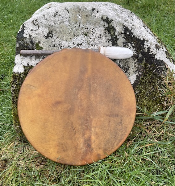 14" Spirit Horse Drum, The Pathfinder Drum, Horse & Oak Shamanic Drum, Deep Tone, Healing Medicine Drum with Hazel and Quartz