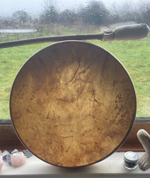 Réalta na gCosán, 14" x 2" Deer Drum, Galactic Dragon, Spirit Journey Drum