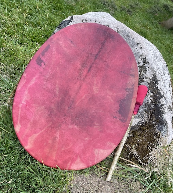 Rosa Harmonia- Magdalene/Christ Vesica Piscis Drum 14" x 18", Dyed Deer Drum